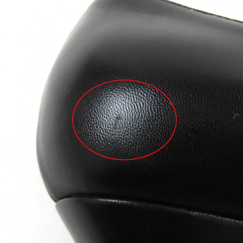 Gucci 750490 Belt Design Almond Toe Thick Sole Leather Pumps Black 37.5 Made In