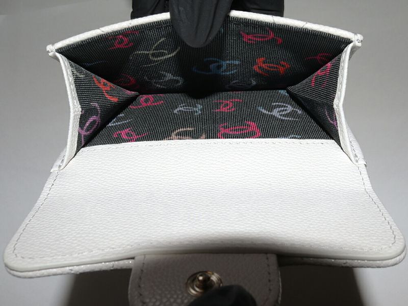 Chanel Trifold Wallet With Coin Purse Classic Small Flap Wallet Grained Shiny