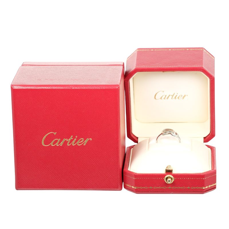 Cartier Agraf 18kwhite Gold And Diamonds #9 Ladies 2.5g Ring