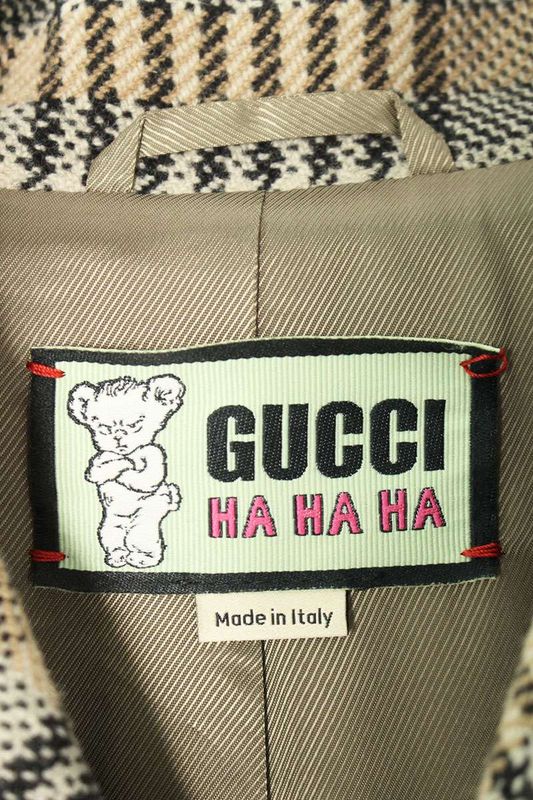 Gucci 22AW HA 720895 Zajn7 Glen Check Double Breasted Chester Coat Men 44