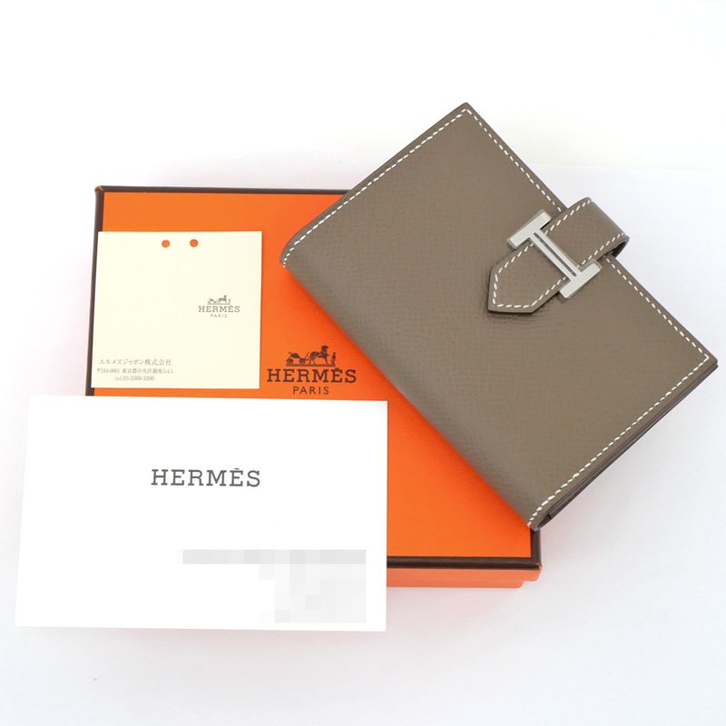 Hermes Bearn Cade Case Etoupe Silver Hardware Vo-epson W Engraved