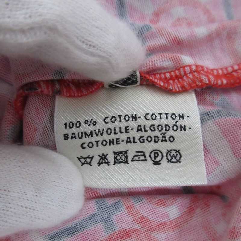 Hermes Geometric Pattern Short Sleeve T-Shirt Red Size 40 Pink Ladies Used