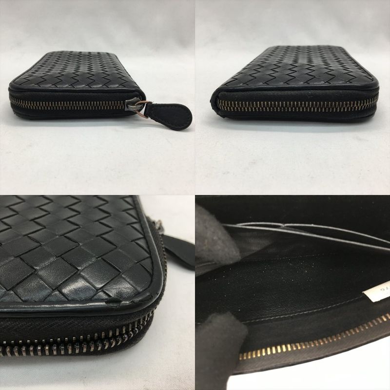 Bottega Veneta Men's Long Wallet Intrecciato Round Zipper 114076 Black