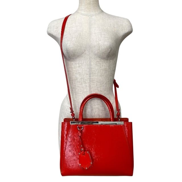Fendi 8bh253-m5q 2-way Petite Toujours Handbag Tote Bag Leather Enamel Red With