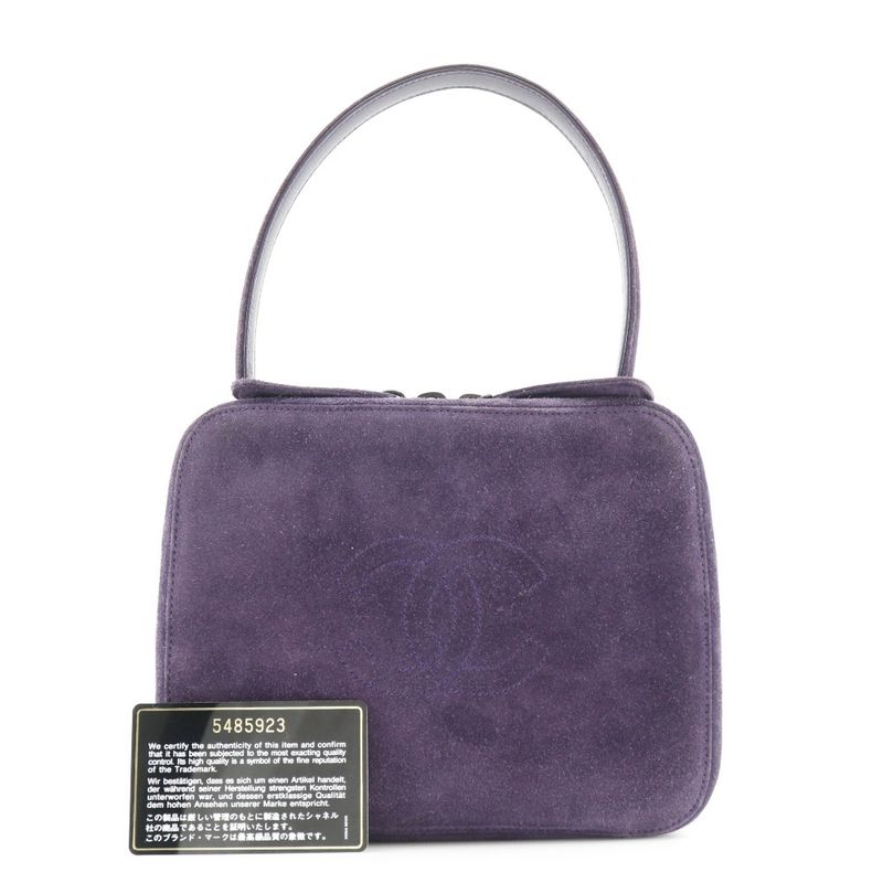 Chanel One Handle Coco Mark Suede Purple Women's Handbag