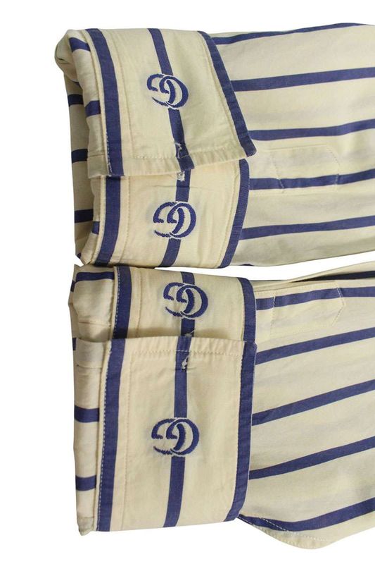 Gucci 448533 Zad7m GG Pattern Stripe Long Sleeve Shirt Men's 18