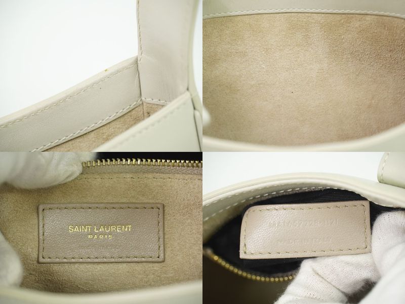 Authentic Saint Laurent Le Saint Cassette Shoulder Bag Leather Ivory 657228 Bag
