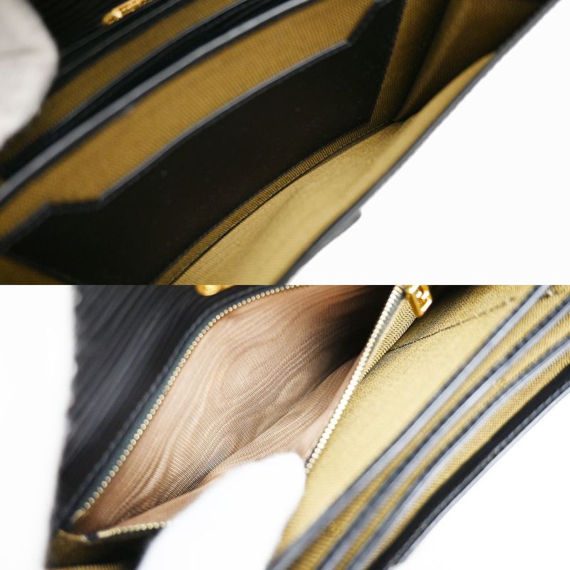 Fendi Long Wallet Logo Black Gold 64ka736