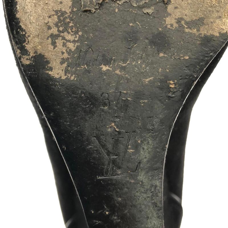 Louis Vuitton Wedge Sole Suede Leather Boots Black 37