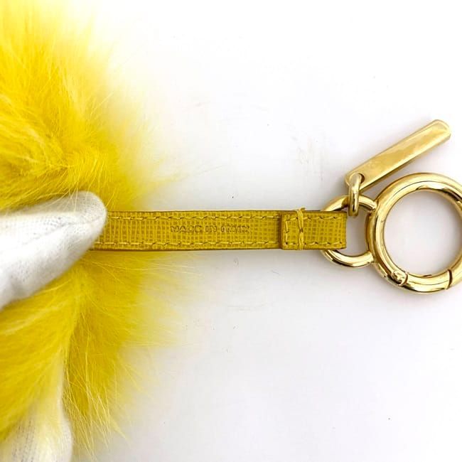Fendi Bag Charm Ec20971 Yellow Excellent Condition Fur GP