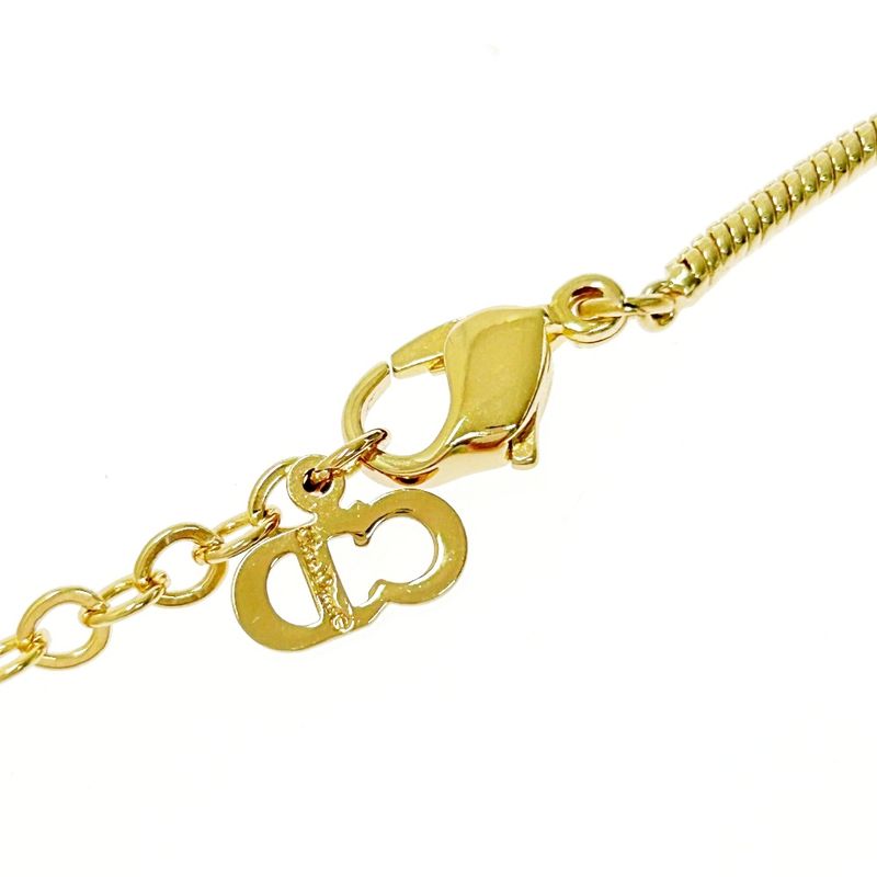 Christian Dior GP Rhinestone V Motif Necklace Women's Gold 440475 Necklace