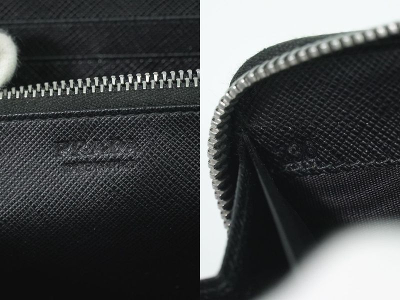 Authentic Prada Saffiano Leather Round Zipper Long Wallet Long Wallet Black