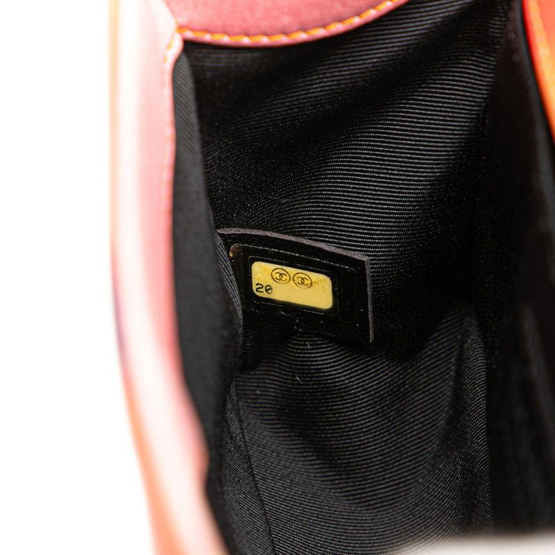 Chanel Boy Chanel Coco Mark Chain Shoulder Bag Handbag Pink Multicolor Lambskin