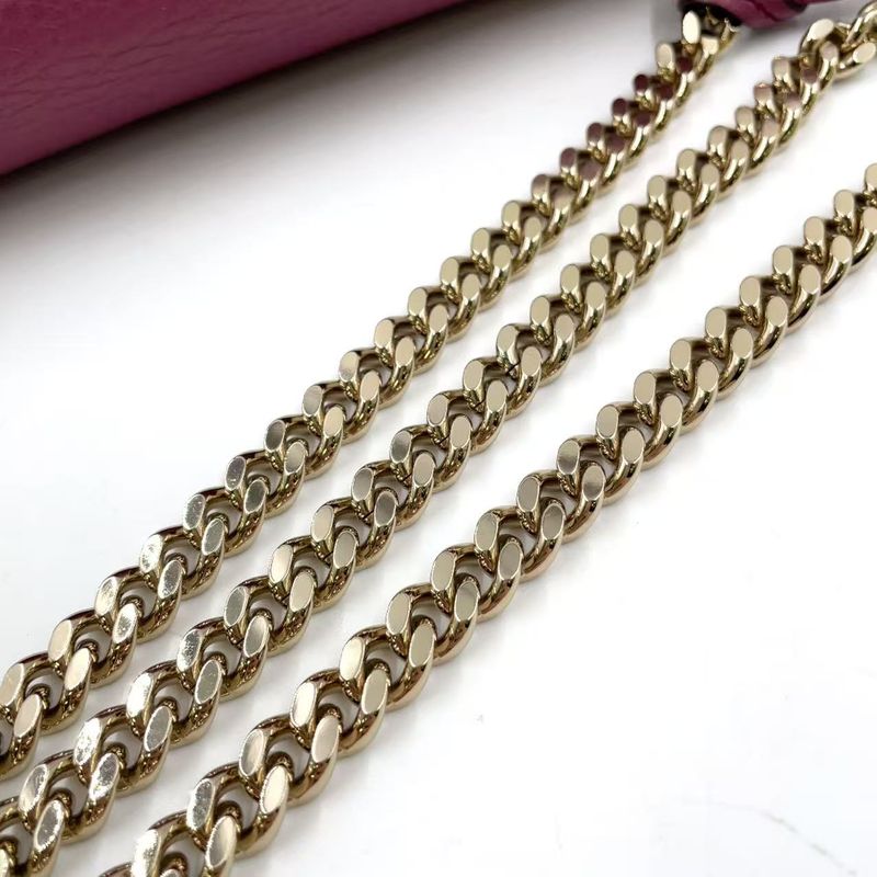 Gucci Bamboo Chain Leather Pink Purple Shoulder Bag Gold 387611