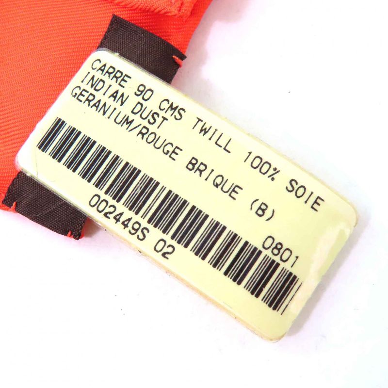 Hermes Carré 90 Indian DUST 100% Silk Geranium/rouge Brique Shawl Stole Bandana