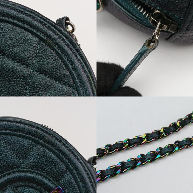 CHANEL Round Green Caviar Skin A8159926605003