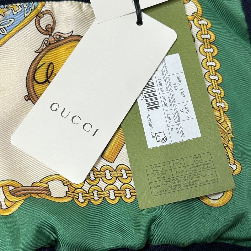 Gucci 23aw All-Over Silk Scarf Reversible Piping Knit Cardigan 749088 M(170)