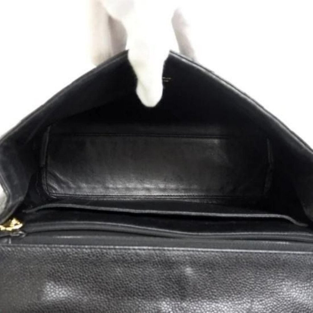 Authentic Chanel 24k CC Caviar Vintage Kelly Quilted Flap Bag Black Purse Handle