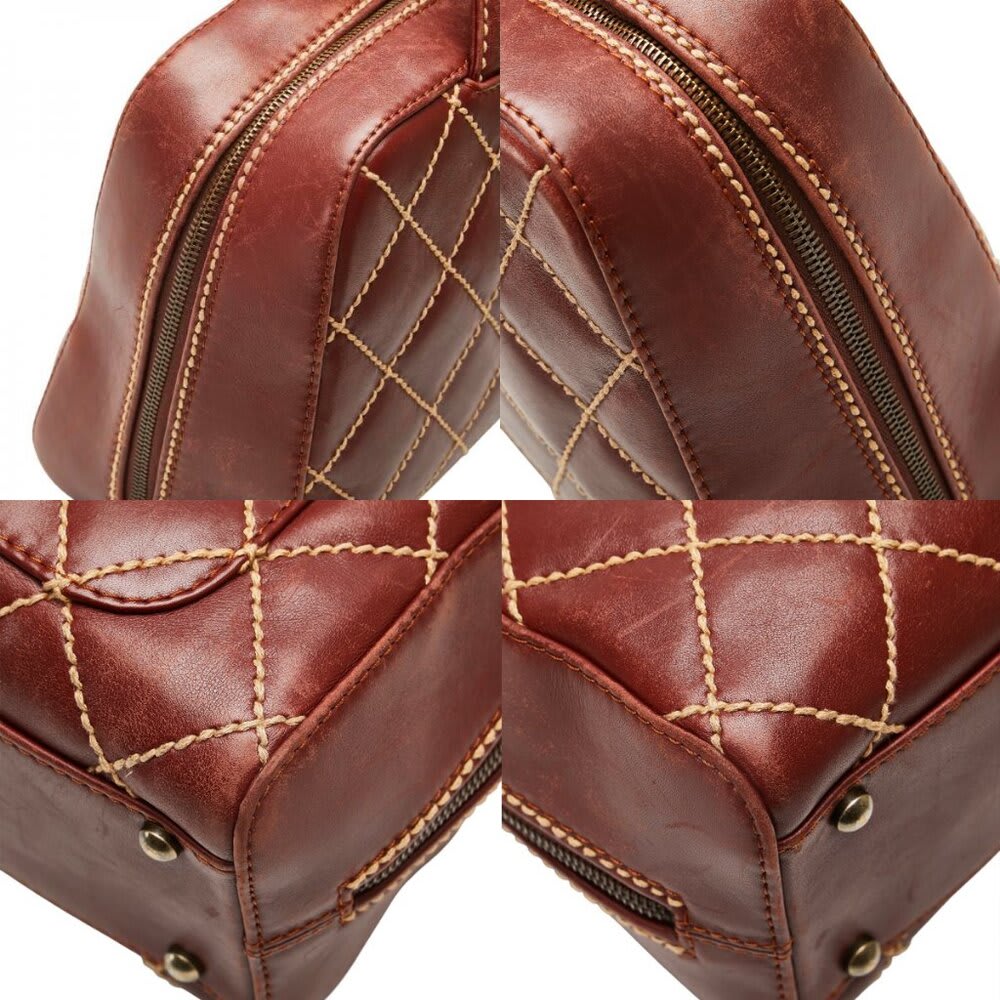 Chanel CC Wild Stitch Vintage Quilted Bowler Hand Bag Lambskin