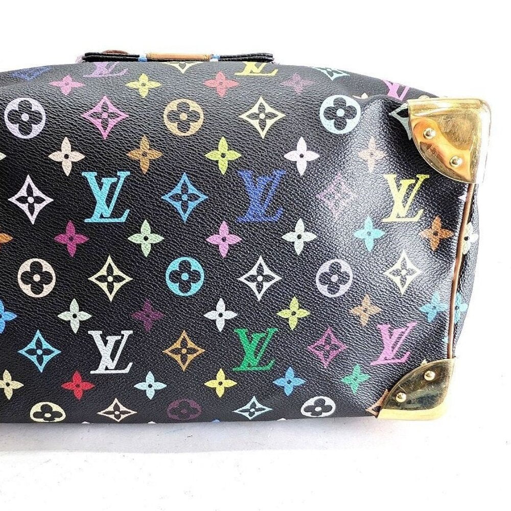 Louis Vuitton Speedy 30 Monogram Multicolor Sac Bag Black Tote Handbag