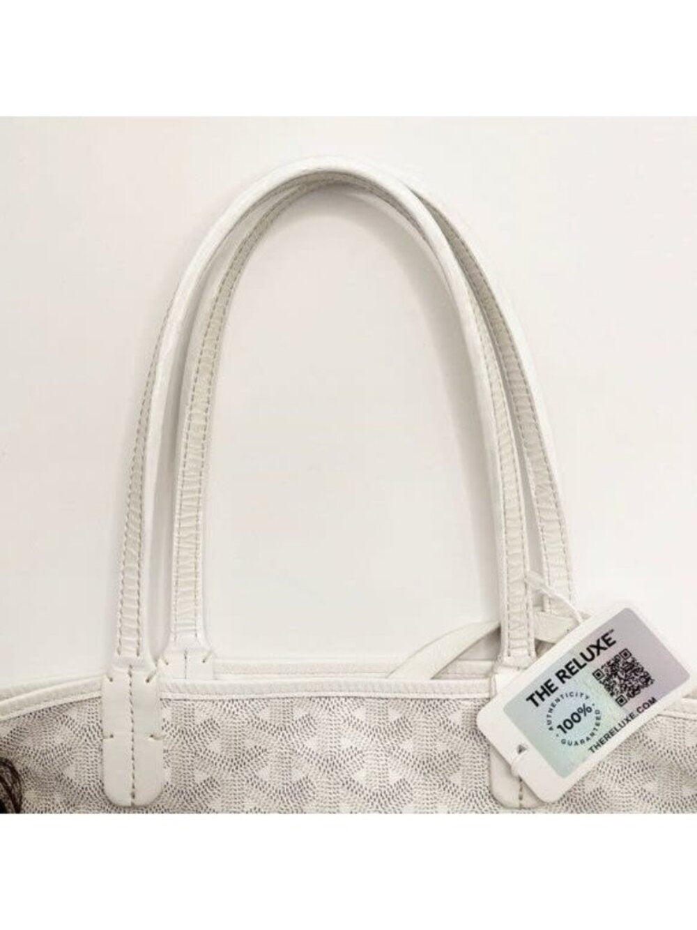 Goyardine Saint Louis PM White Shoulder Tote Bag & Pouch Wallet