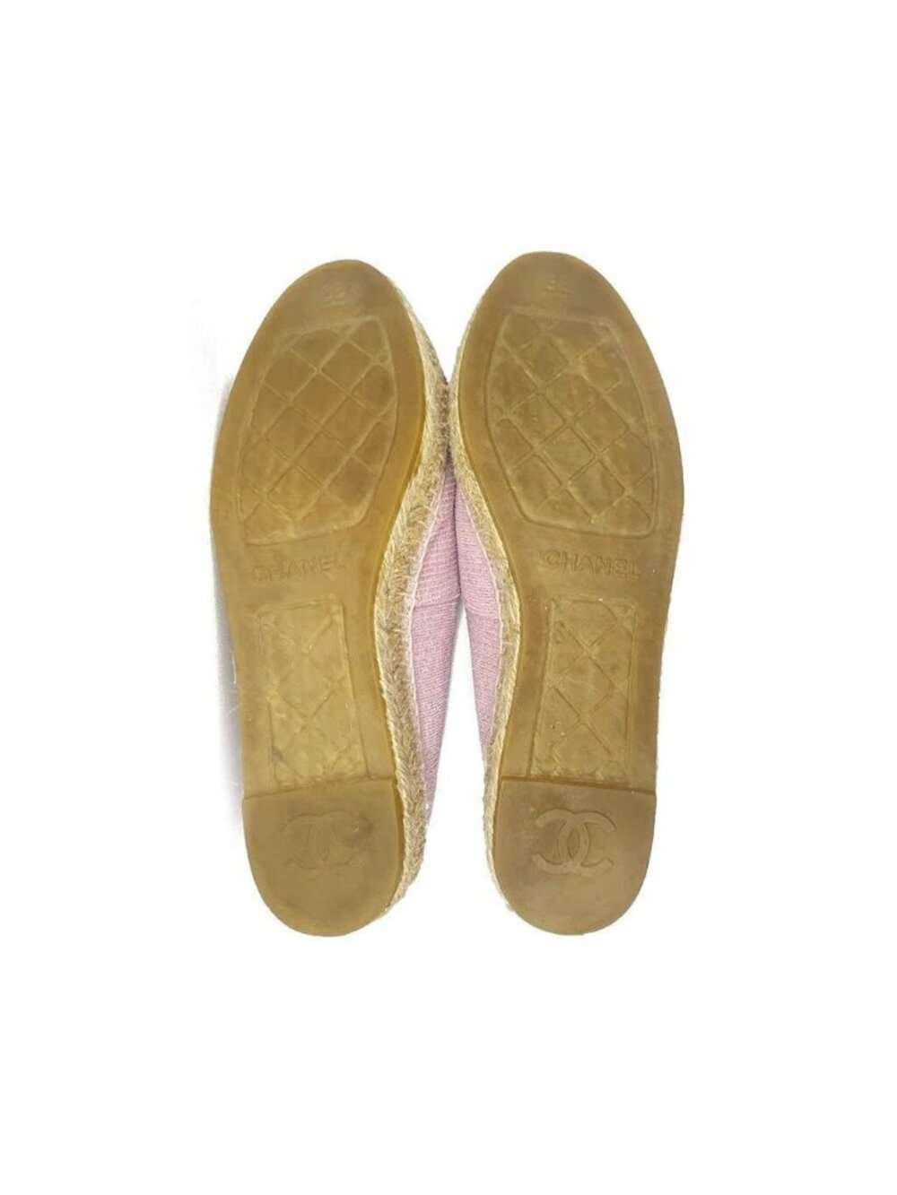 Chanel CC Logo Canvas Pink Sequin Espadrilles Flats Shoes 38