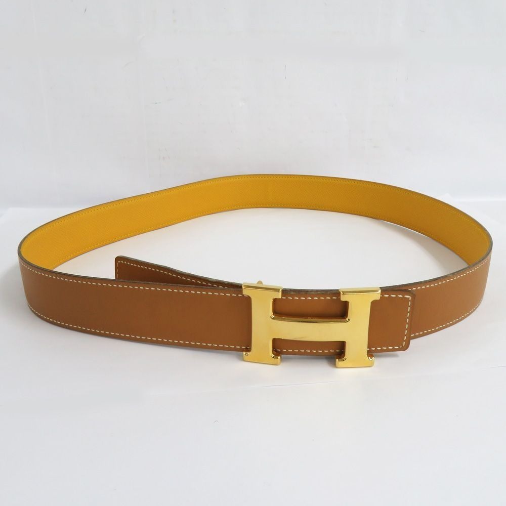 Hermes Constance H Logo Tan Leather Belt