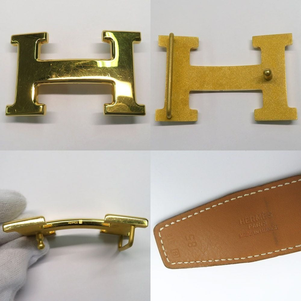 Hermes Constance H Logo Tan Leather Belt