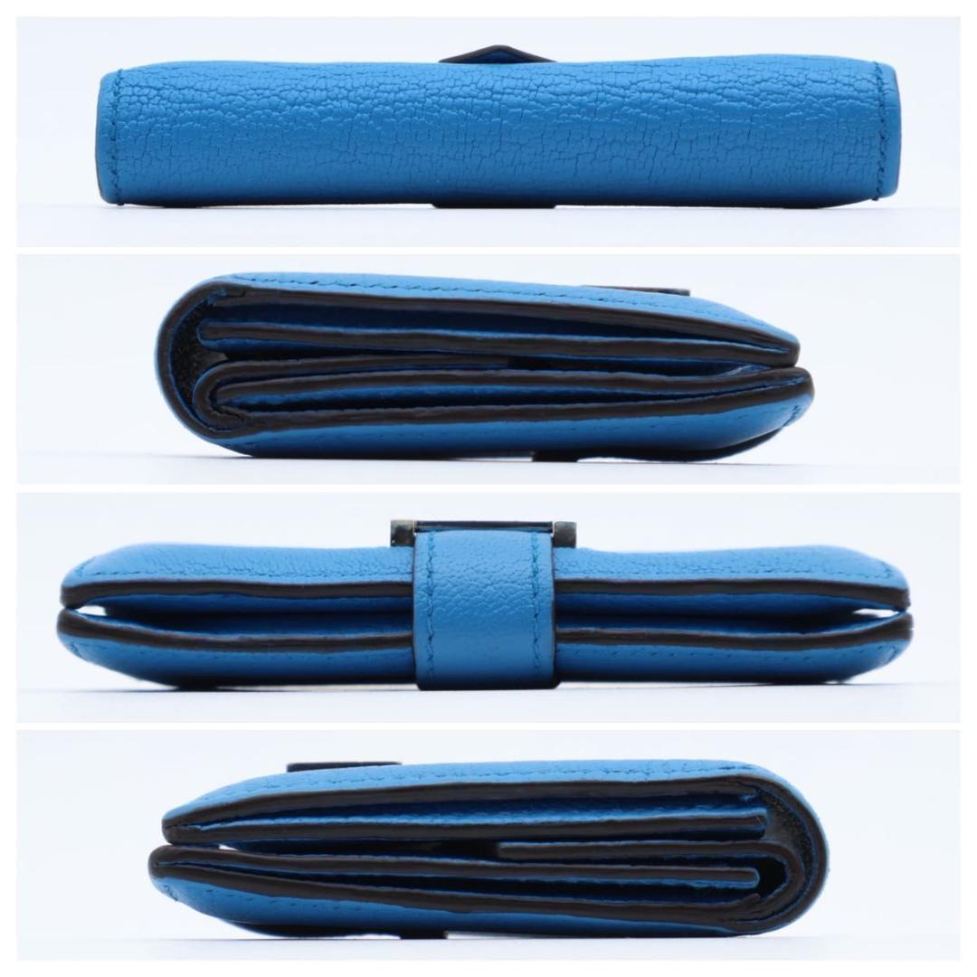 Hermes Bearn Mini Chevre Bifold Wallet Blue — view 9