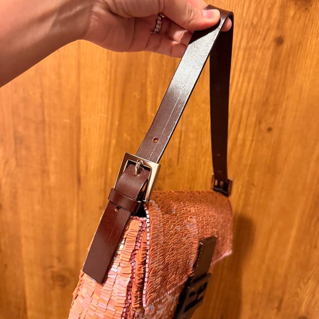 Fendi Baguette Shoulder Bag Sequin Pink — view 8