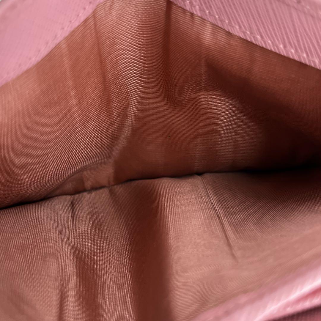 Prada Bifold Wallet with Metal Logo Compact Wallet Saffiano Pink