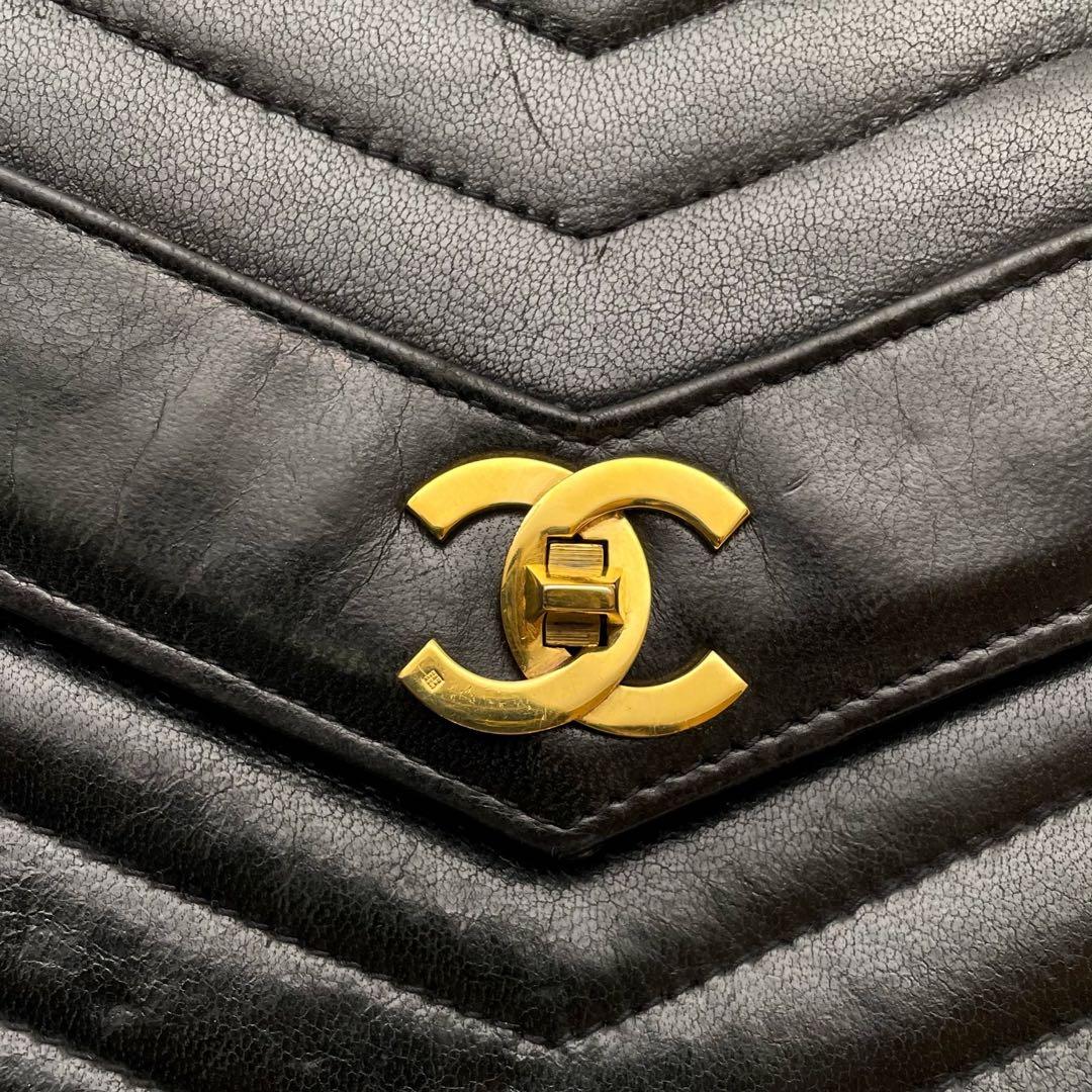 Chanel Stitch Lambskin Double Chain Shoulder Bag Black