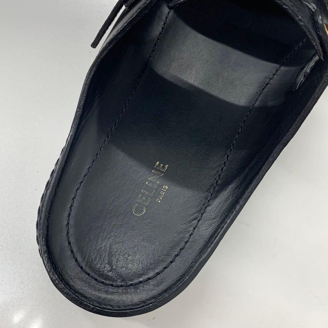Celine Poly Triomphe Leather Platform Sandals Black — view 8