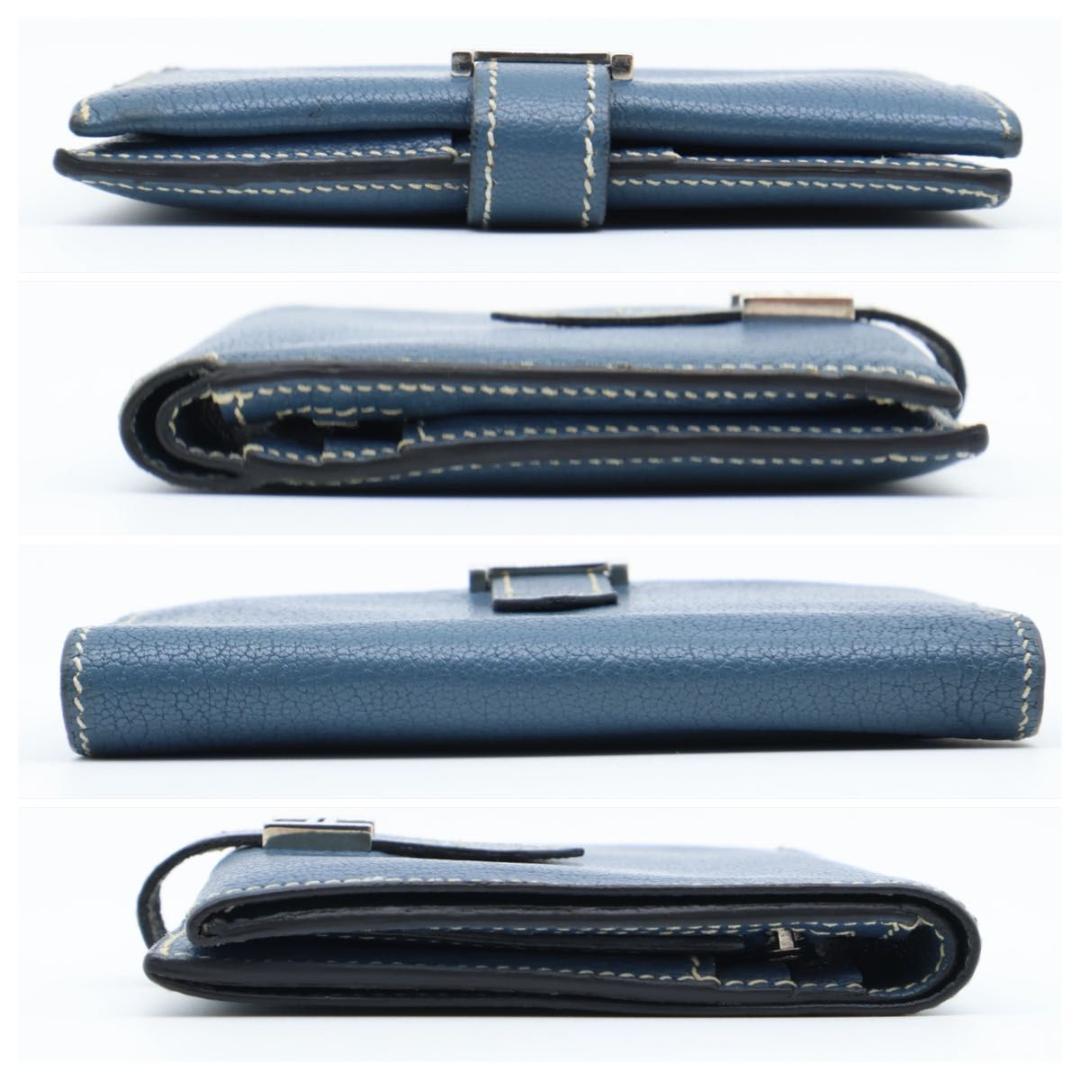 Hermes Bearn Compact Chevre Bifold Wallet Blue — view 9