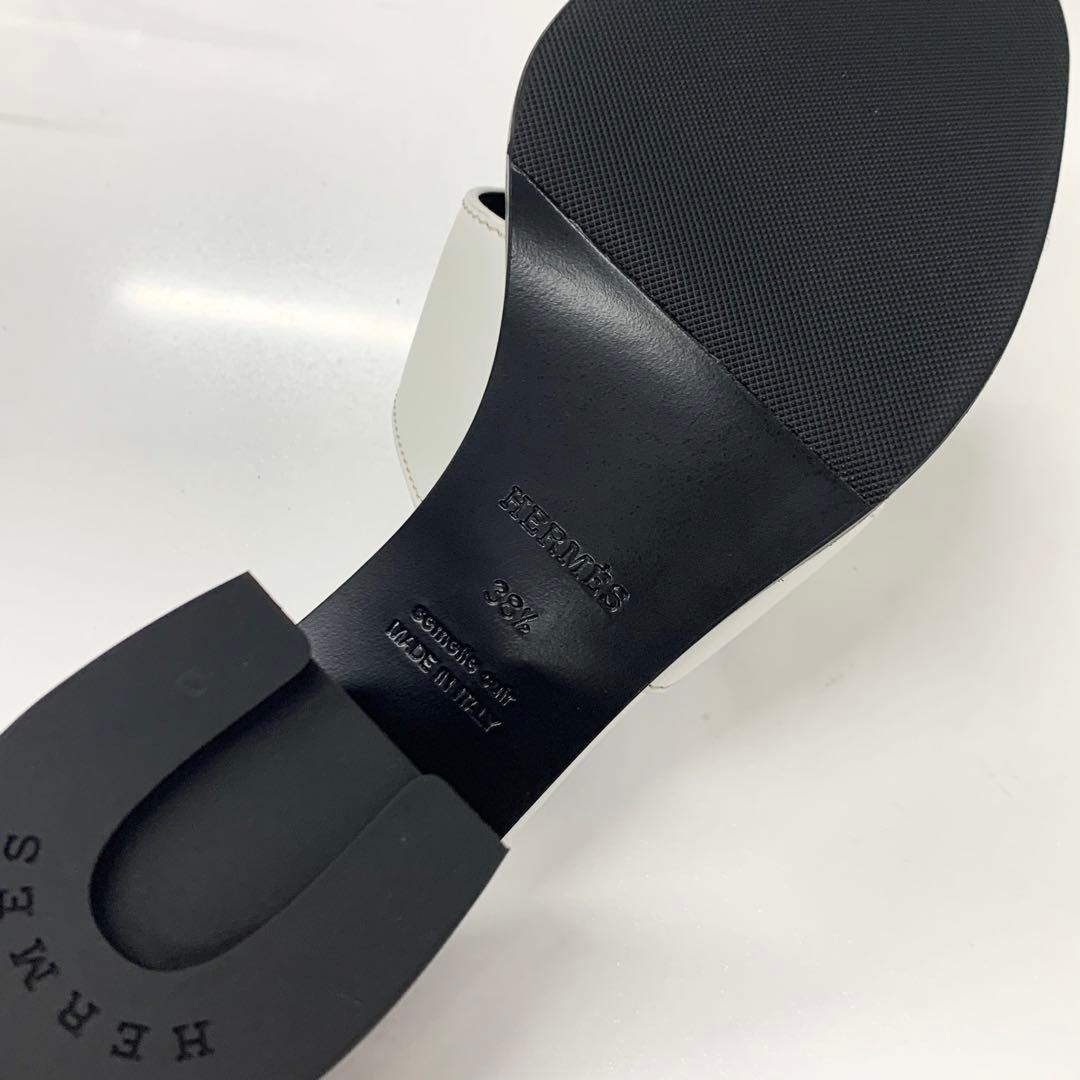 Hermes Area 60 Leather Sandals Mule White