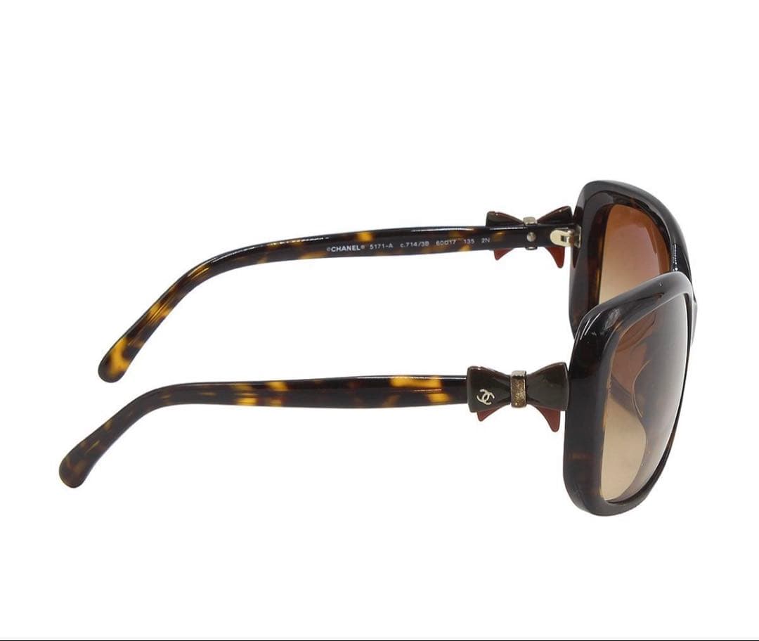 Chanel Side Ribbon Tortoiseshell Sunglasses Eyewear