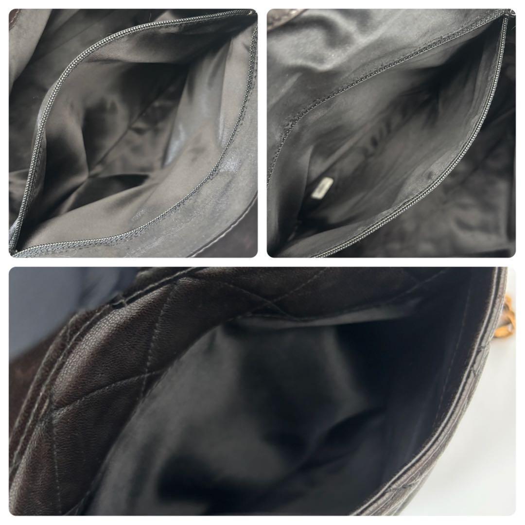 Chanel Quilted Backpack Black Lambskin Brown — view 8