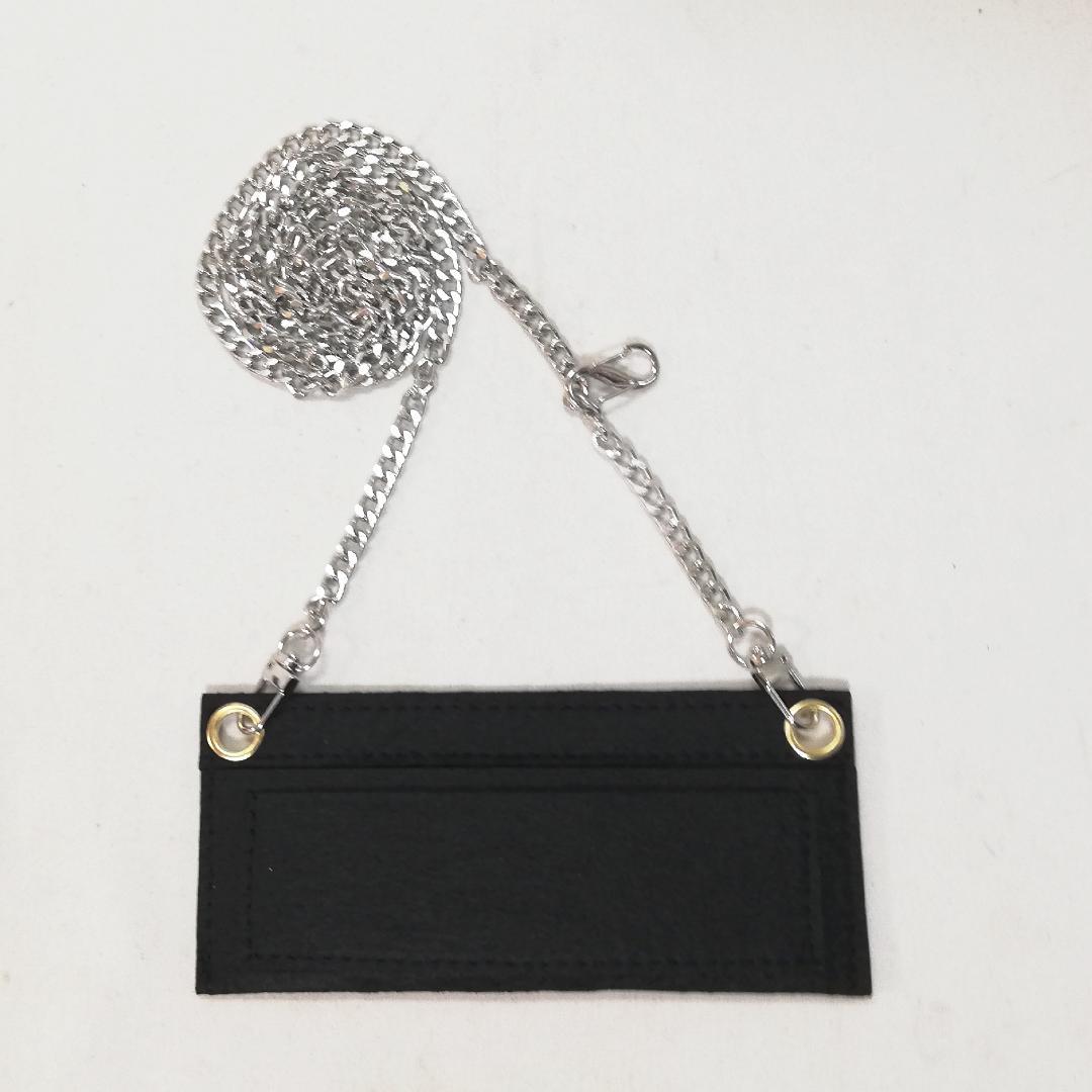 CHANEL Long Wallet Half Coco Genuine Leather Black Chain Wallet