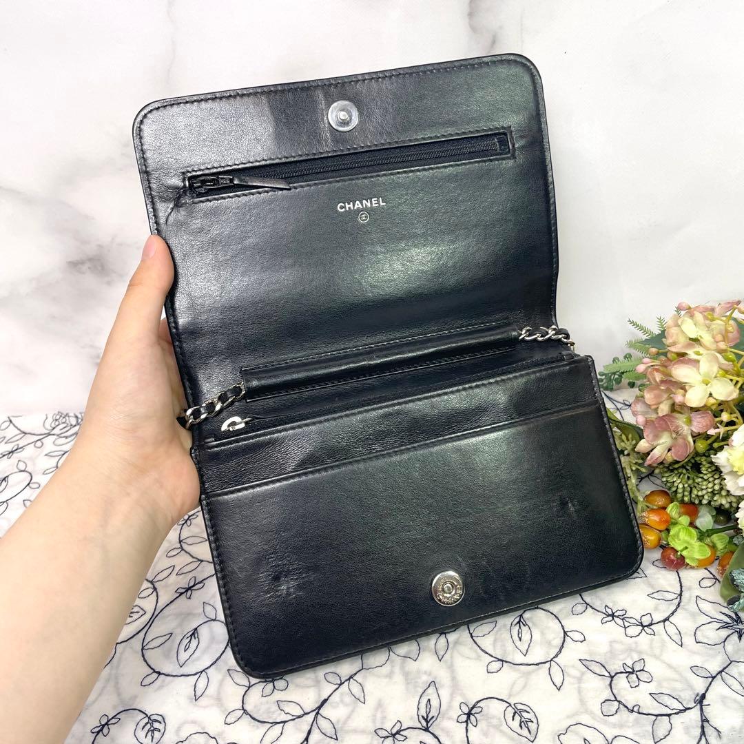 Chanel Chain Wallet Camellia Black — view 9