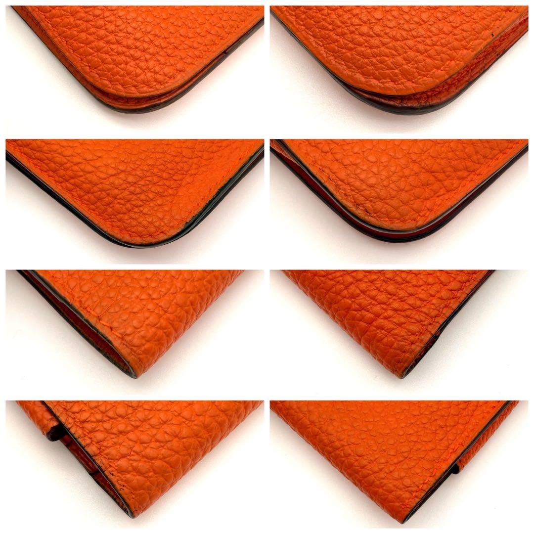 Hermes Wallet Dogon GM Taurillon Clemence Orange Gold — view 8