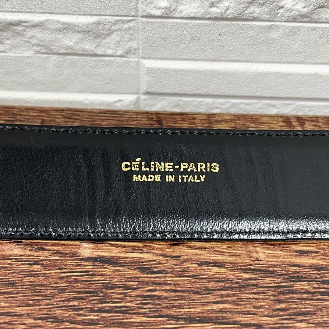 Celine Leather Triomphe Logo Buckle Belt Black — view 8