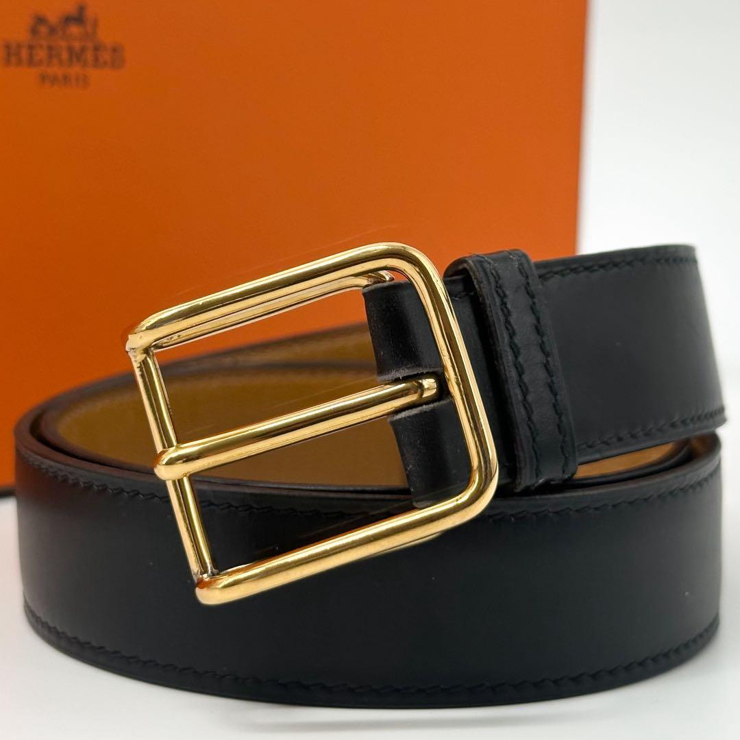 Hermes Vintage Black Leather Belt