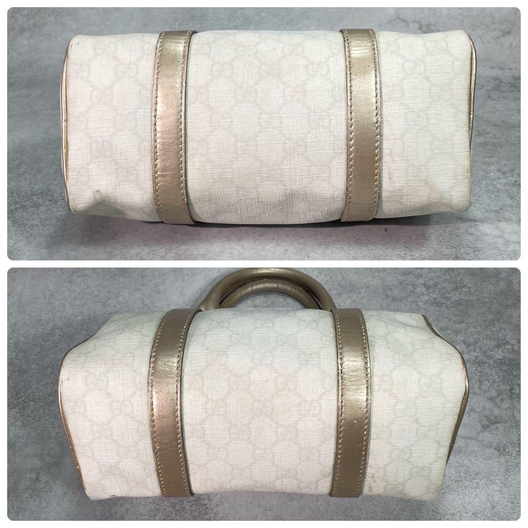 Gucci GG Boston Bag White Gold Logo Leather — view 8