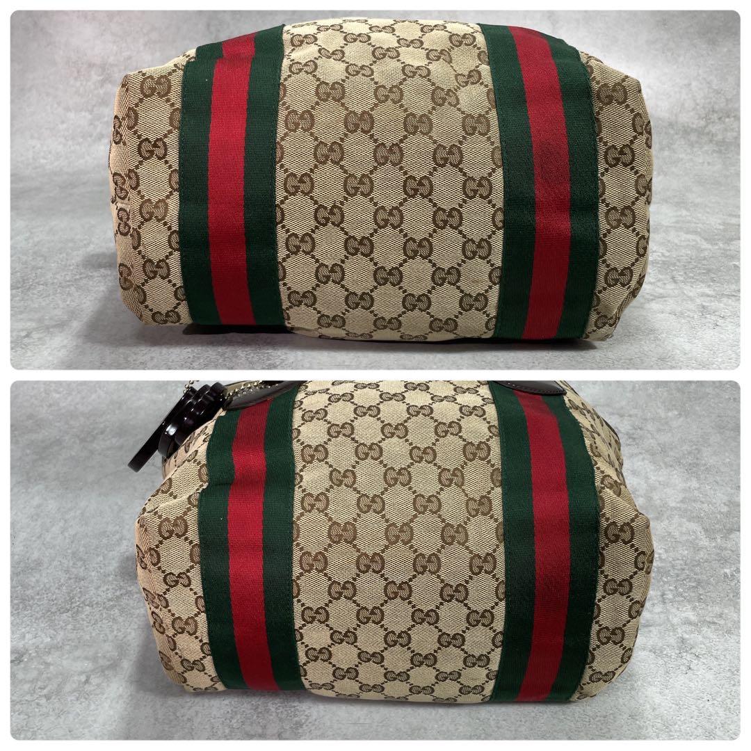 Gucci GG Sherry Line Tote Bag Brown Leather Charm — view 8