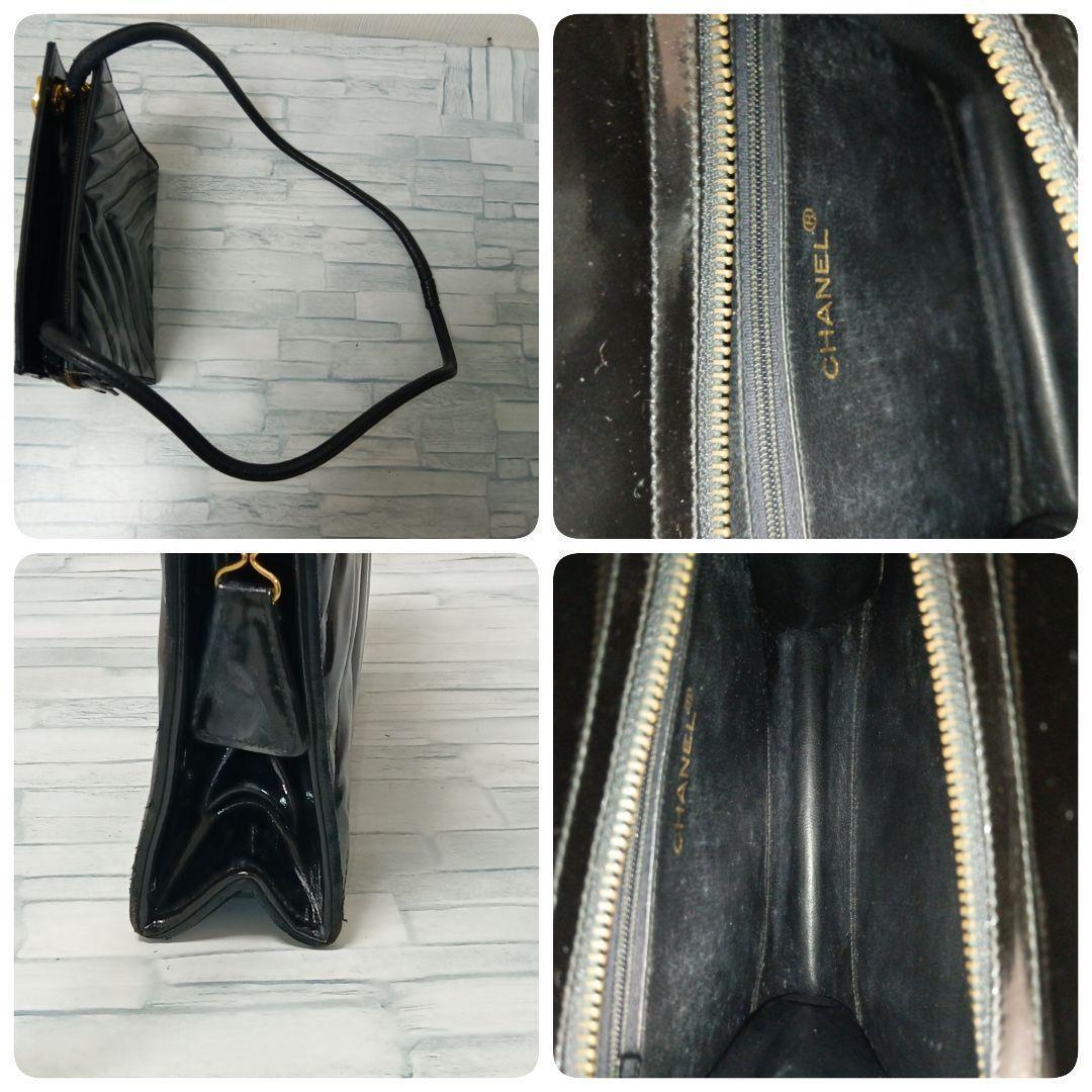Chanel Stitch Shoulder Bag Enamel CC Logo Black — view 8