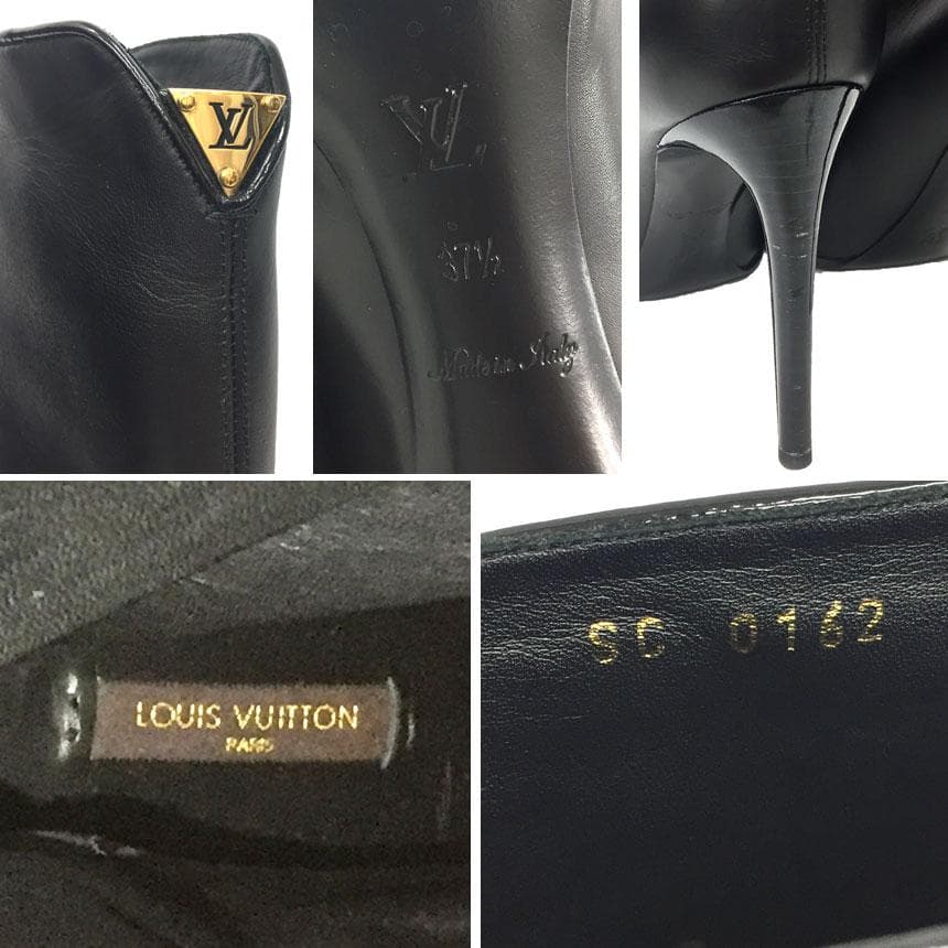 Louis Vuitton Leather Long Boots Women's Black Aq10945
