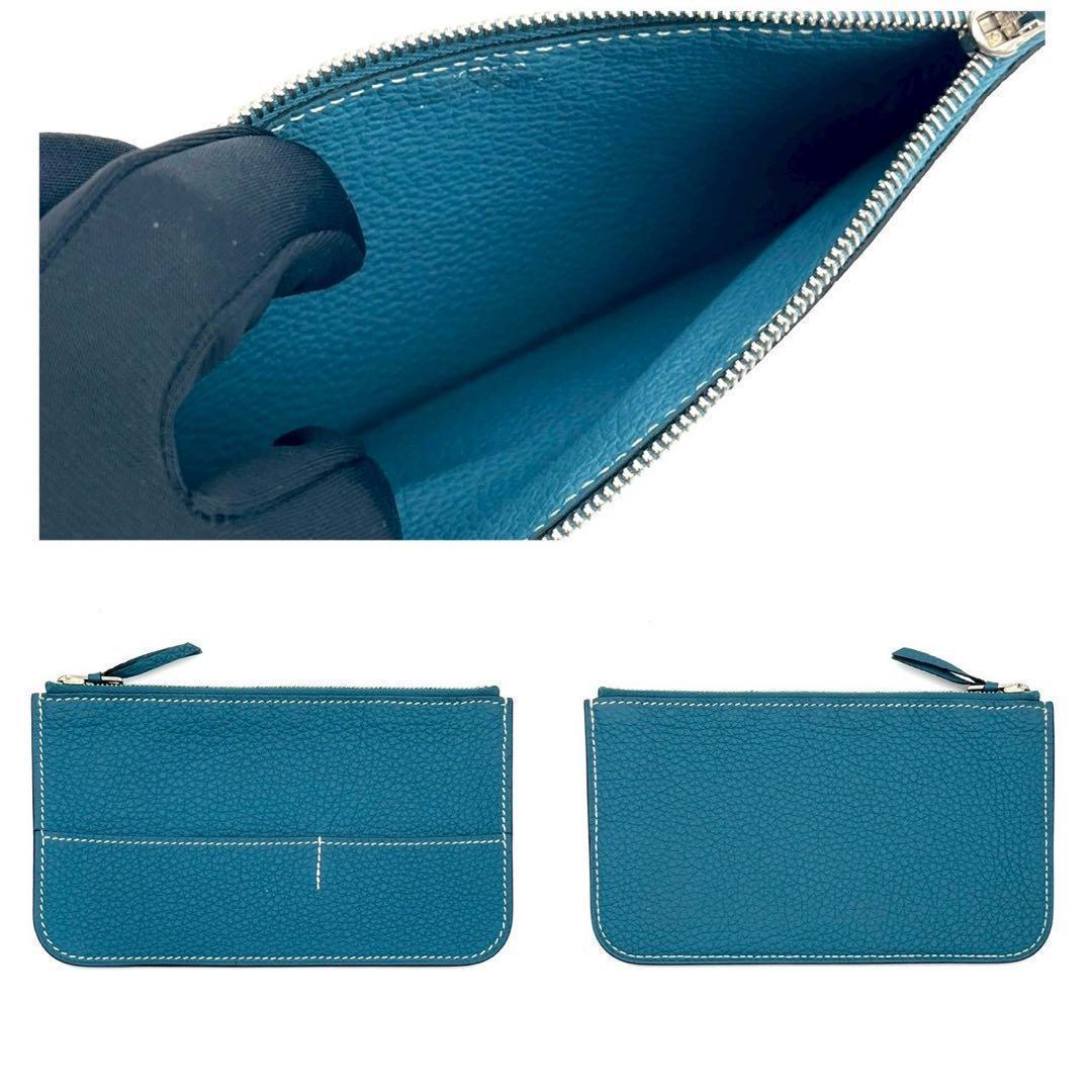 Hermes Dogon GM Togo Wallet Blue Silver Leather — view 9