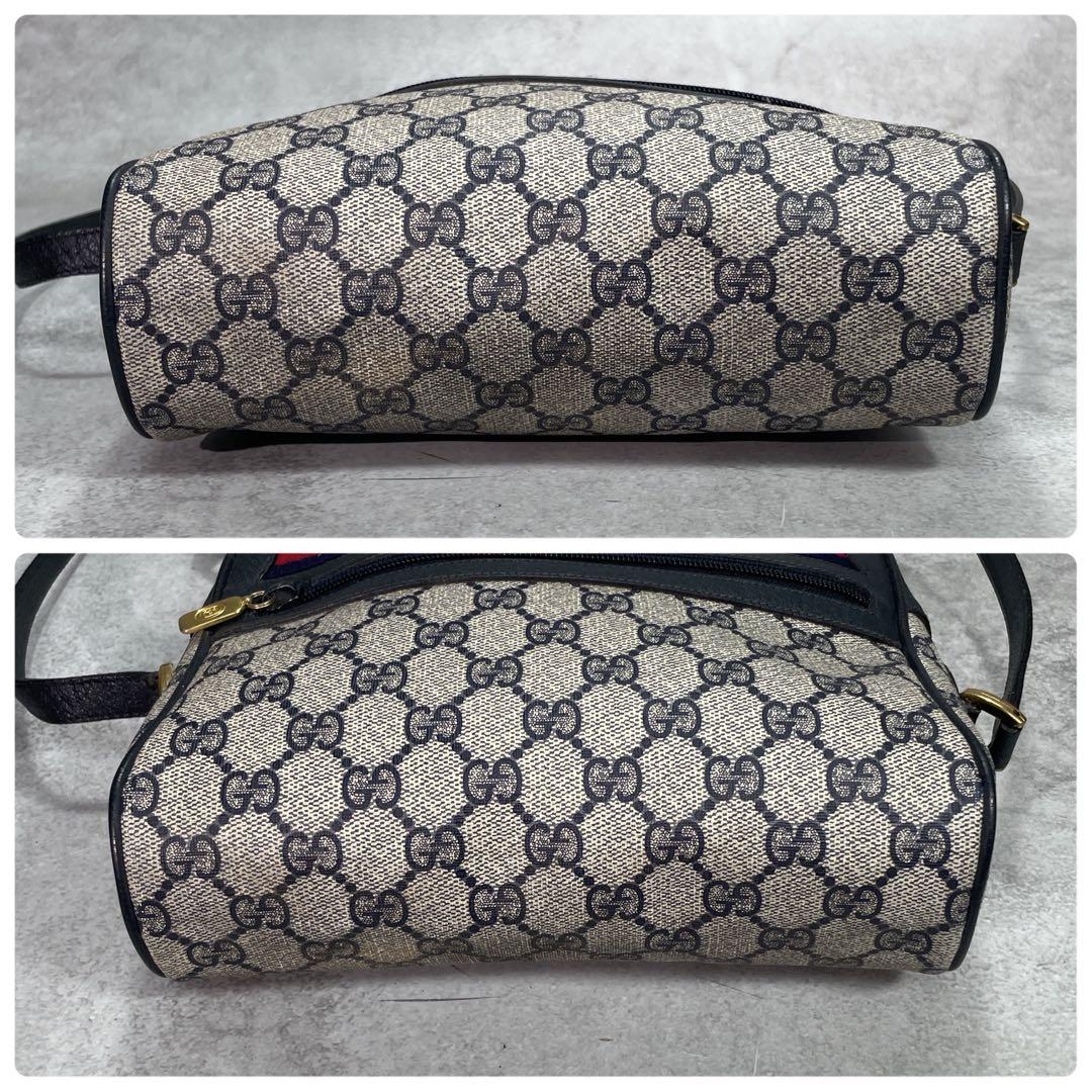 Gucci GG Sherry Line Shoulder Bag Navy Leather Logo — view 8