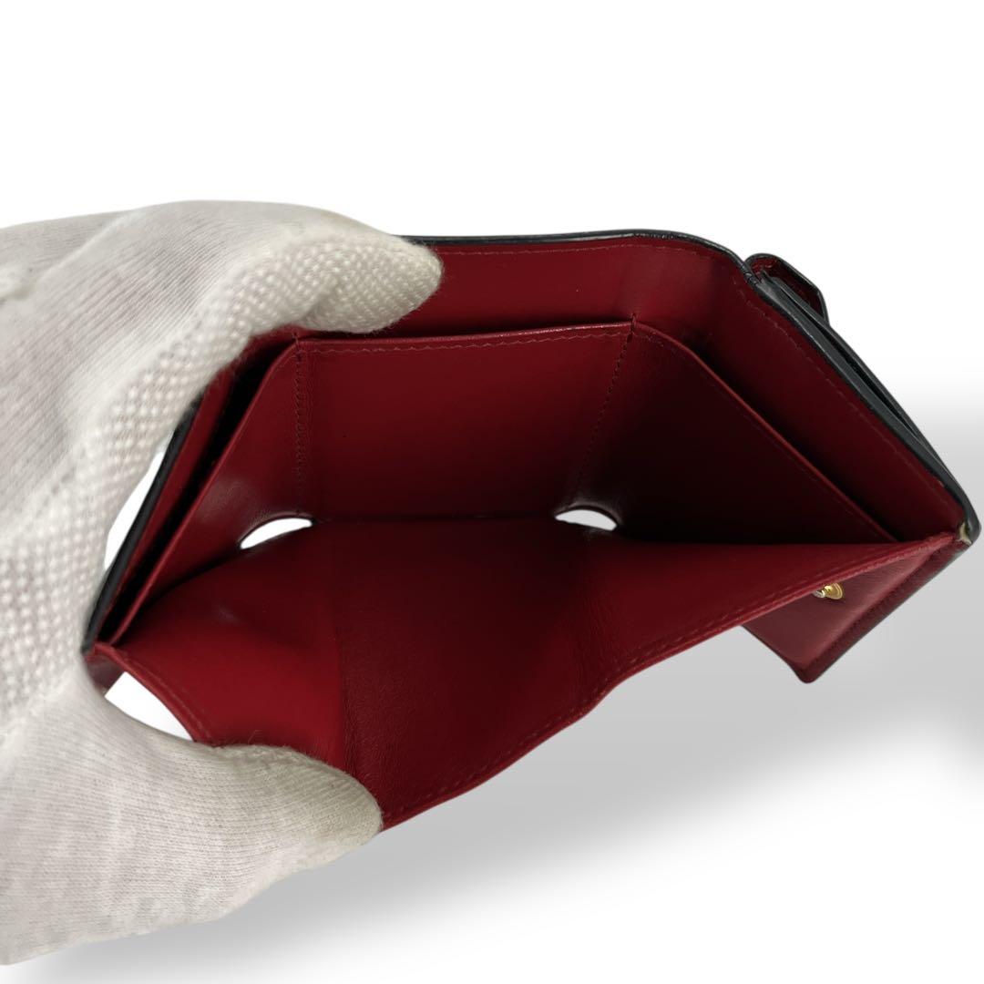 Prada Trifold Wallet Vittelomove Gold Logo Heart Saffiano Black