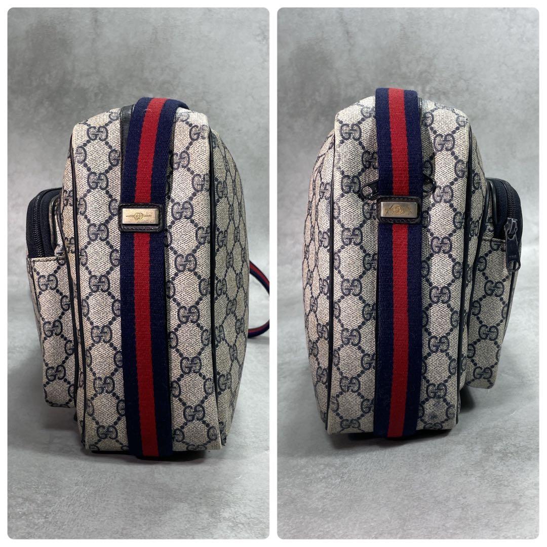 Gucci GG Sherry Line Shoulder Bag Navy Leather Logo — view 8
